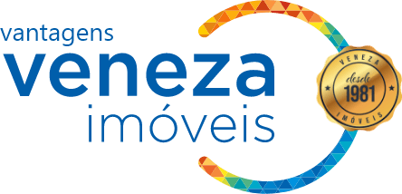 Imagem da seção de vantagens da Veneza Imóveis. Logo da Veneza, com o selo de 1981 (data da fundação) e também os dizeres de 'vantagens'.